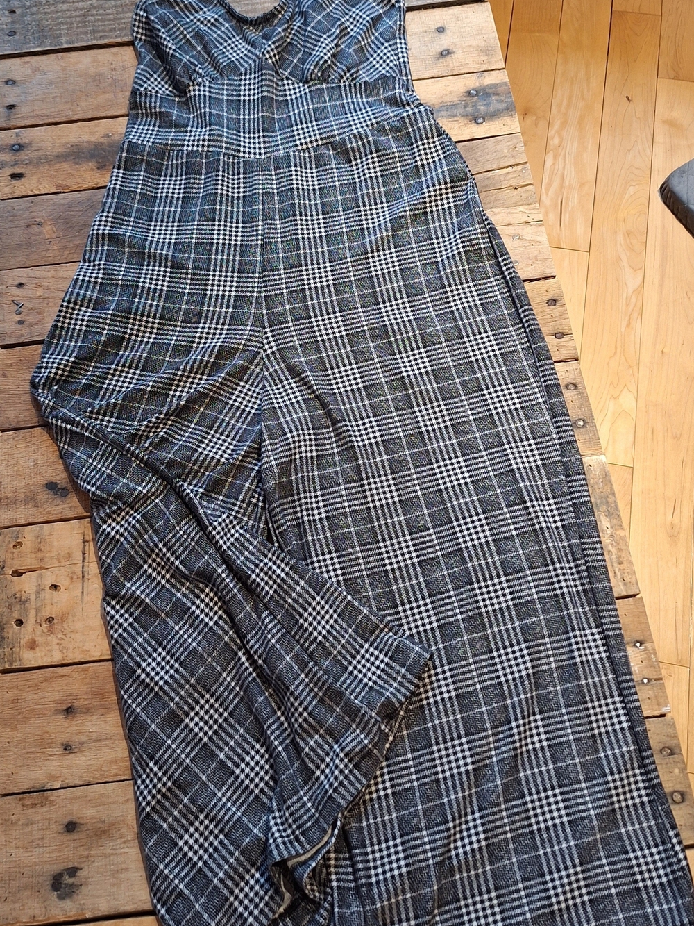 Society Black and White Plaid Jumpsuit